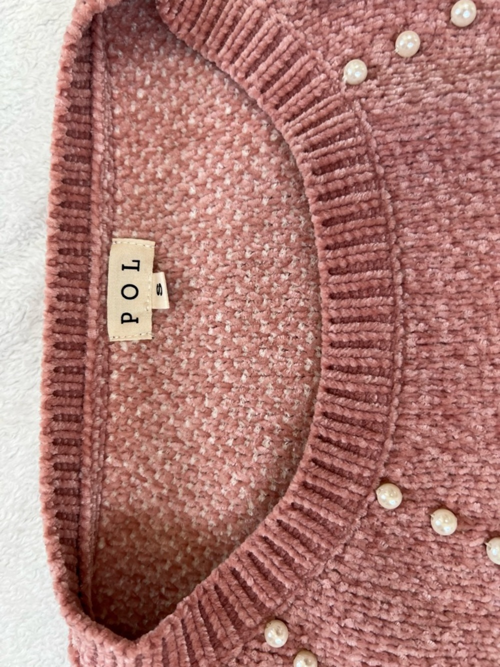 POL Pink and Cream Pearl Knit Sweater - Picture 4 of 5